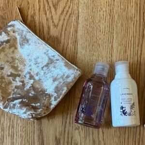 Lavender Body Care Set with Gold Plush Pouch